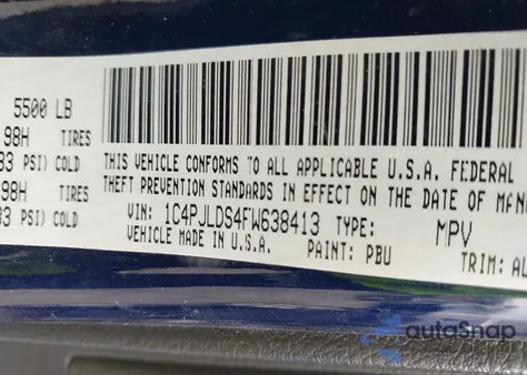 2015 Jeep Cherokee Limited from USA, damaged, VIN 1C4PJLDS4FW638413